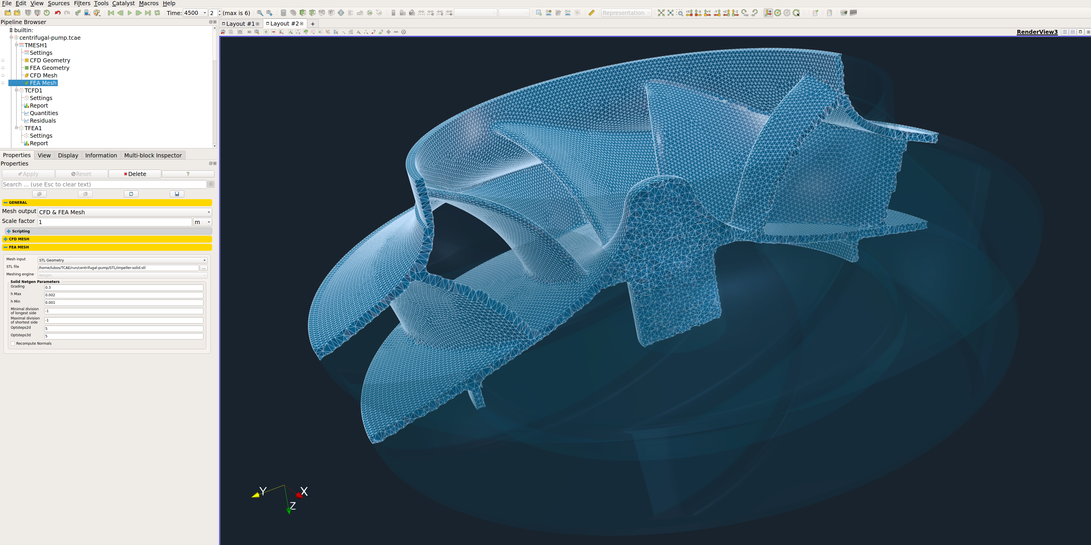 TCAE TMESH Pump FEA Mesh GUI Graphical Interface