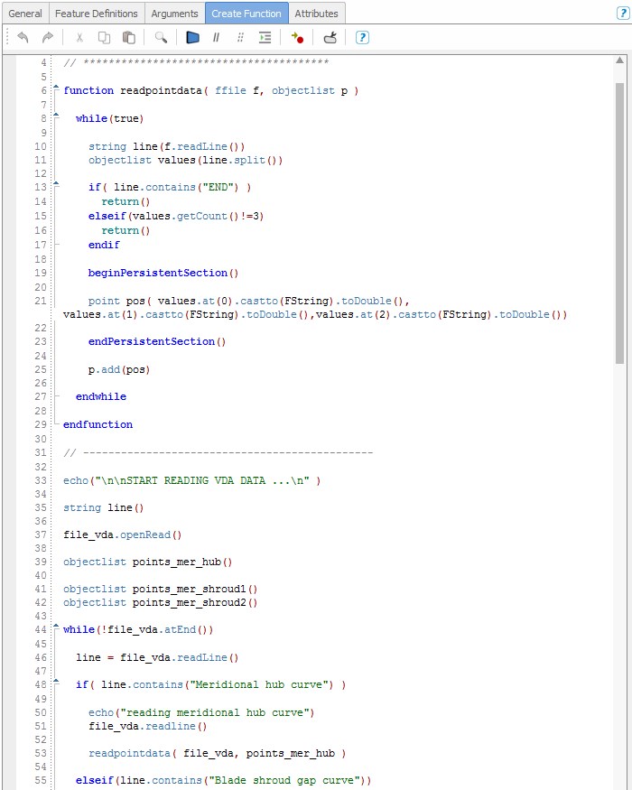 Feature Definition for reading the ASCII file