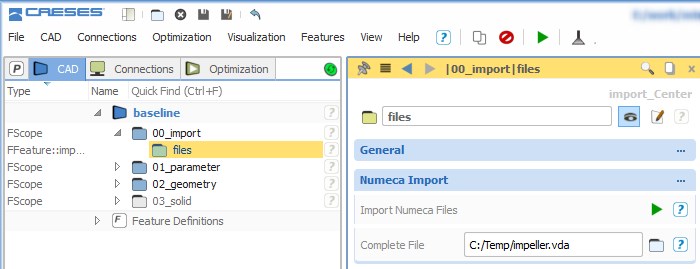 User interface to read in a file